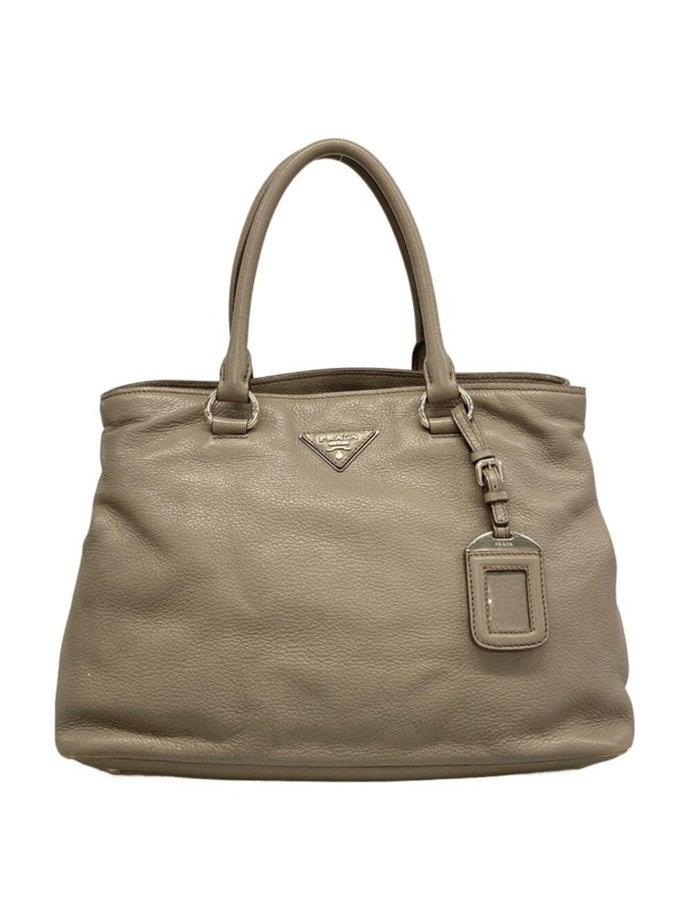 Prada Tote Bag Gray Beige Leather